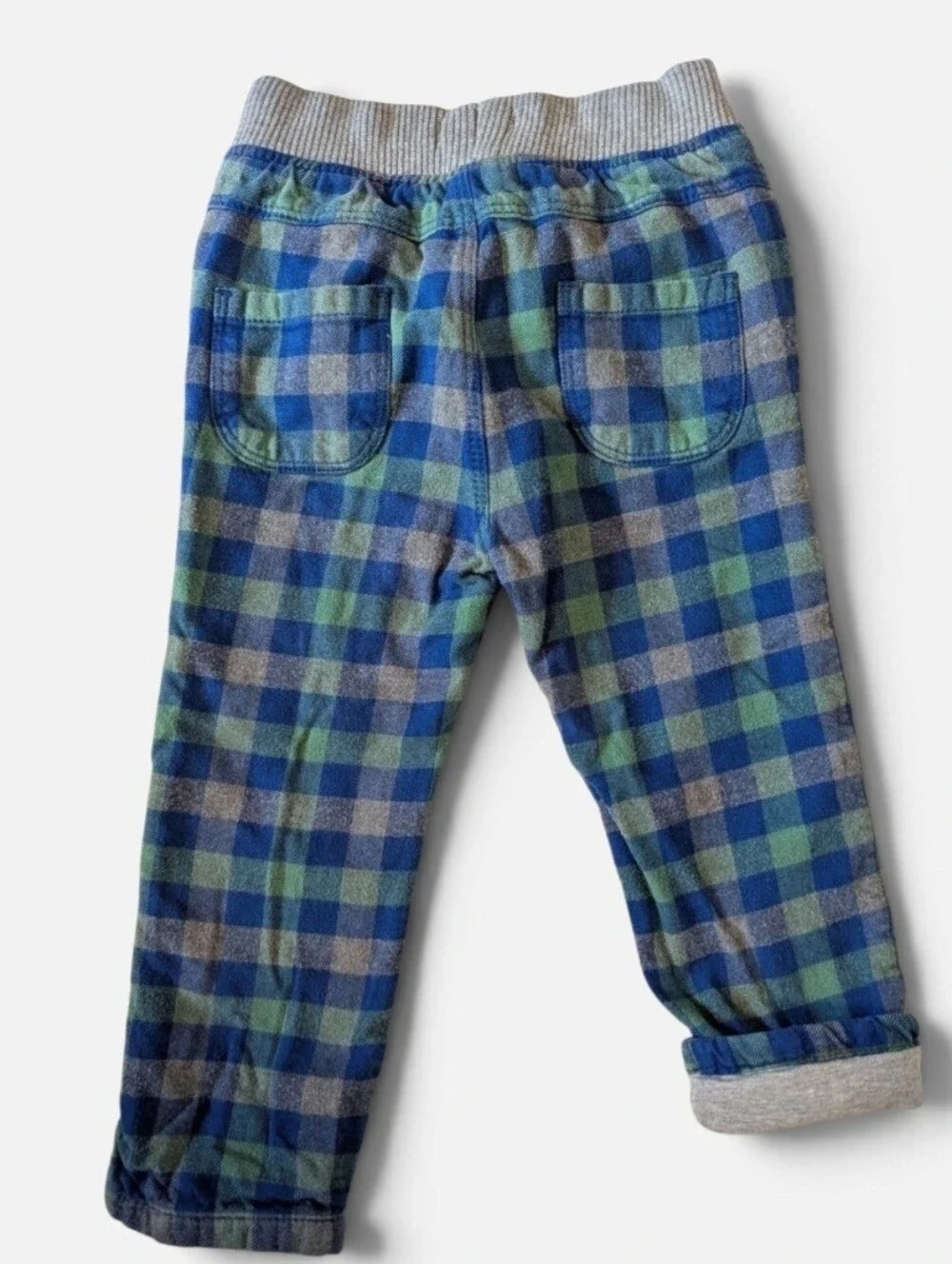 Baby Boden Blue & Green Plaid Pull-On  Jersey Lined Pants 3-4Y